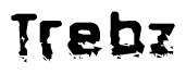 This nametag says Trebz, and has a static looking effect at the bottom of the words. The words are in a stylized font.