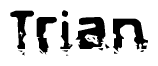 The image contains the word Trian in a stylized font with a static looking effect at the bottom of the words