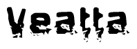 The image contains the word Veatta in a stylized font with a static looking effect at the bottom of the words