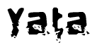 This nametag says Yata, and has a static looking effect at the bottom of the words. The words are in a stylized font.