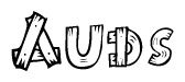 The clipart image shows the name Auds stylized to look like it is constructed out of separate wooden planks or boards, with each letter having wood grain and plank-like details.