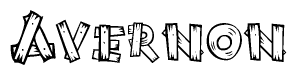 The image contains the name Avernon written in a decorative, stylized font with a hand-drawn appearance. The lines are made up of what appears to be planks of wood, which are nailed together