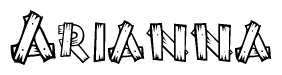The clipart image shows the name Arianna stylized to look like it is constructed out of separate wooden planks or boards, with each letter having wood grain and plank-like details.