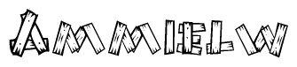 The image contains the name Ammielw written in a decorative, stylized font with a hand-drawn appearance. The lines are made up of what appears to be planks of wood, which are nailed together