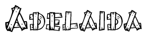 The clipart image shows the name Adelaida stylized to look like it is constructed out of separate wooden planks or boards, with each letter having wood grain and plank-like details.