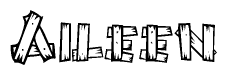 The clipart image shows the name Aileen stylized to look like it is constructed out of separate wooden planks or boards, with each letter having wood grain and plank-like details.