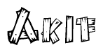 The clipart image shows the name Akif stylized to look like it is constructed out of separate wooden planks or boards, with each letter having wood grain and plank-like details.