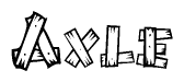 The clipart image shows the name Axle stylized to look like it is constructed out of separate wooden planks or boards, with each letter having wood grain and plank-like details.