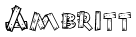 The clipart image shows the name Ambritt stylized to look as if it has been constructed out of wooden planks or logs. Each letter is designed to resemble pieces of wood.