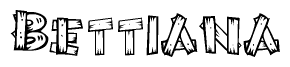 The image contains the name Bettiana written in a decorative, stylized font with a hand-drawn appearance. The lines are made up of what appears to be planks of wood, which are nailed together