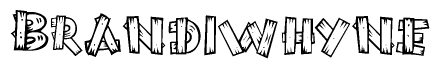 The clipart image shows the name Brandiwhyne stylized to look as if it has been constructed out of wooden planks or logs. Each letter is designed to resemble pieces of wood.