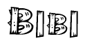 The clipart image shows the name Bibi stylized to look like it is constructed out of separate wooden planks or boards, with each letter having wood grain and plank-like details.