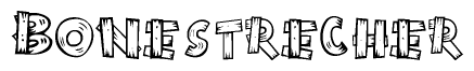 The clipart image shows the name Bonestrecher stylized to look like it is constructed out of separate wooden planks or boards, with each letter having wood grain and plank-like details.