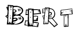 The clipart image shows the name Bert stylized to look as if it has been constructed out of wooden planks or logs. Each letter is designed to resemble pieces of wood.