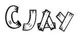 The clipart image shows the name Cjay stylized to look as if it has been constructed out of wooden planks or logs. Each letter is designed to resemble pieces of wood.