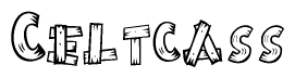 The clipart image shows the name Celtcass stylized to look as if it has been constructed out of wooden planks or logs. Each letter is designed to resemble pieces of wood.