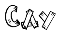 The image contains the name Cay written in a decorative, stylized font with a hand-drawn appearance. The lines are made up of what appears to be planks of wood, which are nailed together