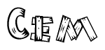 The clipart image shows the name Cem stylized to look as if it has been constructed out of wooden planks or logs. Each letter is designed to resemble pieces of wood.