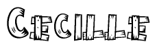 The clipart image shows the name Cecille stylized to look like it is constructed out of separate wooden planks or boards, with each letter having wood grain and plank-like details.