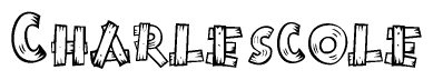 The image contains the name Charlescole written in a decorative, stylized font with a hand-drawn appearance. The lines are made up of what appears to be planks of wood, which are nailed together