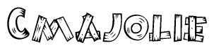 The clipart image shows the name Cmajolie stylized to look like it is constructed out of separate wooden planks or boards, with each letter having wood grain and plank-like details.