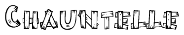 The clipart image shows the name Chauntelle stylized to look like it is constructed out of separate wooden planks or boards, with each letter having wood grain and plank-like details.