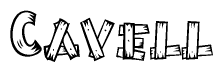 The clipart image shows the name Cavell stylized to look like it is constructed out of separate wooden planks or boards, with each letter having wood grain and plank-like details.