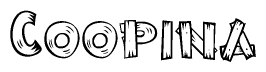 The image contains the name Coopina written in a decorative, stylized font with a hand-drawn appearance. The lines are made up of what appears to be planks of wood, which are nailed together