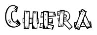 The clipart image shows the name Chera stylized to look like it is constructed out of separate wooden planks or boards, with each letter having wood grain and plank-like details.