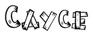 The clipart image shows the name Cayce stylized to look like it is constructed out of separate wooden planks or boards, with each letter having wood grain and plank-like details.