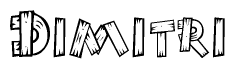 The clipart image shows the name Dimitri stylized to look as if it has been constructed out of wooden planks or logs. Each letter is designed to resemble pieces of wood.
