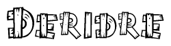 The clipart image shows the name Deridre stylized to look as if it has been constructed out of wooden planks or logs. Each letter is designed to resemble pieces of wood.