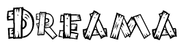 The clipart image shows the name Dreama stylized to look like it is constructed out of separate wooden planks or boards, with each letter having wood grain and plank-like details.