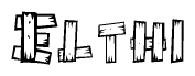 The clipart image shows the name Elthi stylized to look like it is constructed out of separate wooden planks or boards, with each letter having wood grain and plank-like details.