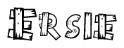 The clipart image shows the name Ersie stylized to look as if it has been constructed out of wooden planks or logs. Each letter is designed to resemble pieces of wood.