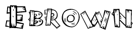 The clipart image shows the name Ebrown stylized to look as if it has been constructed out of wooden planks or logs. Each letter is designed to resemble pieces of wood.