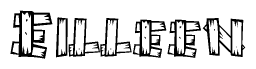 The clipart image shows the name Eilleen stylized to look as if it has been constructed out of wooden planks or logs. Each letter is designed to resemble pieces of wood.