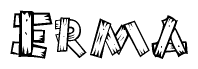 The clipart image shows the name Erma stylized to look like it is constructed out of separate wooden planks or boards, with each letter having wood grain and plank-like details.
