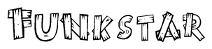 The clipart image shows the name Funkstar stylized to look like it is constructed out of separate wooden planks or boards, with each letter having wood grain and plank-like details.