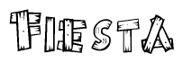 The image contains the name Fiesta written in a decorative, stylized font with a hand-drawn appearance. The lines are made up of what appears to be planks of wood, which are nailed together