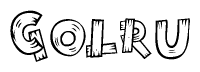 The clipart image shows the name Golru stylized to look like it is constructed out of separate wooden planks or boards, with each letter having wood grain and plank-like details.