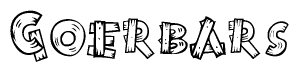 The image contains the name Goerbars written in a decorative, stylized font with a hand-drawn appearance. The lines are made up of what appears to be planks of wood, which are nailed together