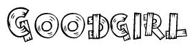 The clipart image shows the name Goodgirl stylized to look like it is constructed out of separate wooden planks or boards, with each letter having wood grain and plank-like details.