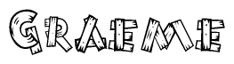 The image contains the name Graeme written in a decorative, stylized font with a hand-drawn appearance. The lines are made up of what appears to be planks of wood, which are nailed together