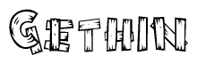 The clipart image shows the name Gethin stylized to look like it is constructed out of separate wooden planks or boards, with each letter having wood grain and plank-like details.