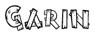 The image contains the name Garin written in a decorative, stylized font with a hand-drawn appearance. The lines are made up of what appears to be planks of wood, which are nailed together