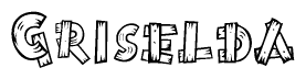 The clipart image shows the name Griselda stylized to look like it is constructed out of separate wooden planks or boards, with each letter having wood grain and plank-like details.