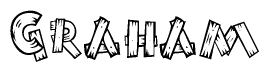 The clipart image shows the name Graham stylized to look like it is constructed out of separate wooden planks or boards, with each letter having wood grain and plank-like details.