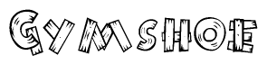 The clipart image shows the name Gymshoe stylized to look like it is constructed out of separate wooden planks or boards, with each letter having wood grain and plank-like details.