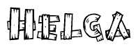 The clipart image shows the name Helga stylized to look like it is constructed out of separate wooden planks or boards, with each letter having wood grain and plank-like details.